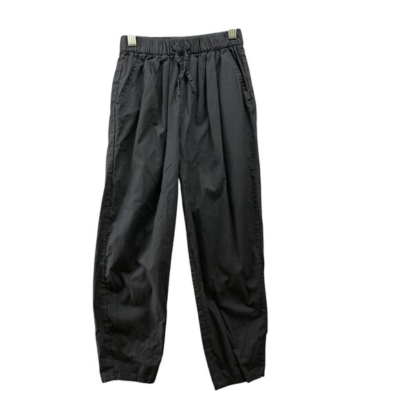 H&M Kids Size 7 Relaxed Pull On Pants Black Drawstring Baggy Lightweight Cotton - Picture 1 of 6
